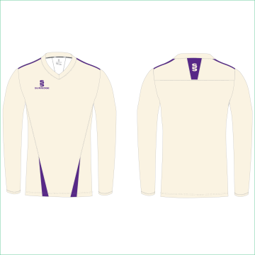 Long Sleeve Cricket Sweater with Purple Trim